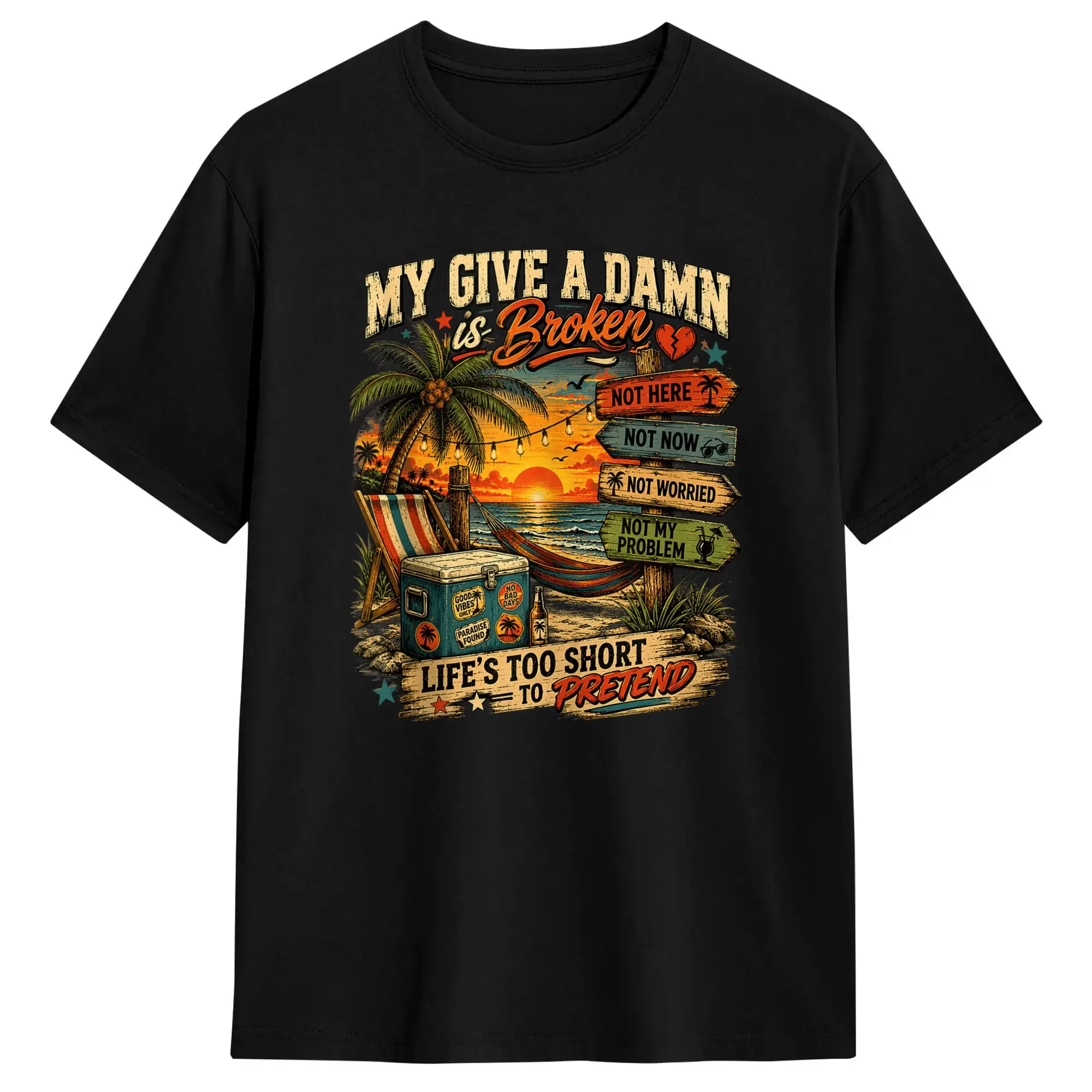 Men's My Give A Damn is Broken Life‘s Too Short to Pretend T Shirt  Pure Cotton Clothes Casual Short Sleeve Crew Neck Tee Shirt