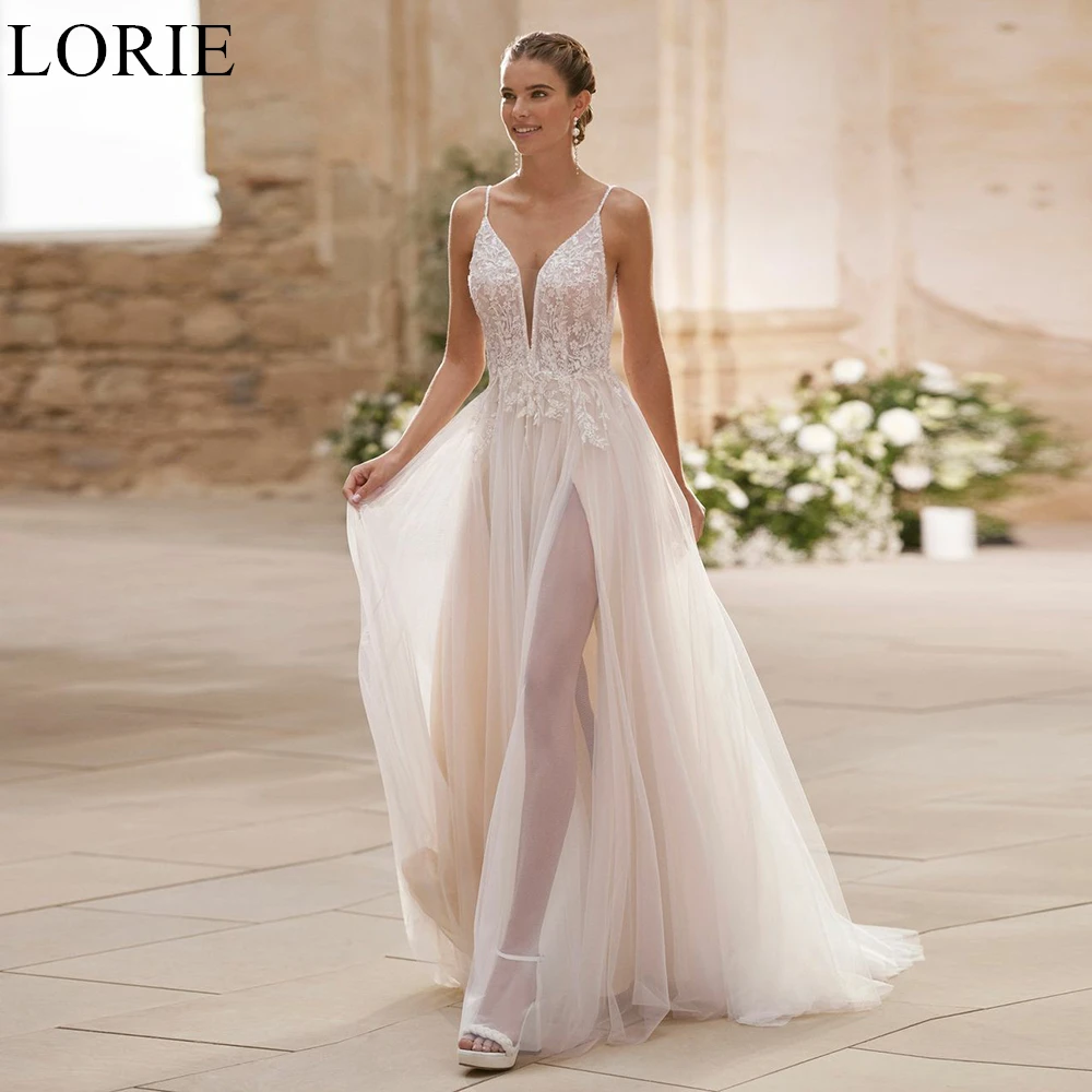 

LORIE BOHO Wedding Dress Half Sleeves Lace Appliques A-Line Lace-up Pleated Luxury Bride Prom Gown 2024 Elegant Bridal Gowns