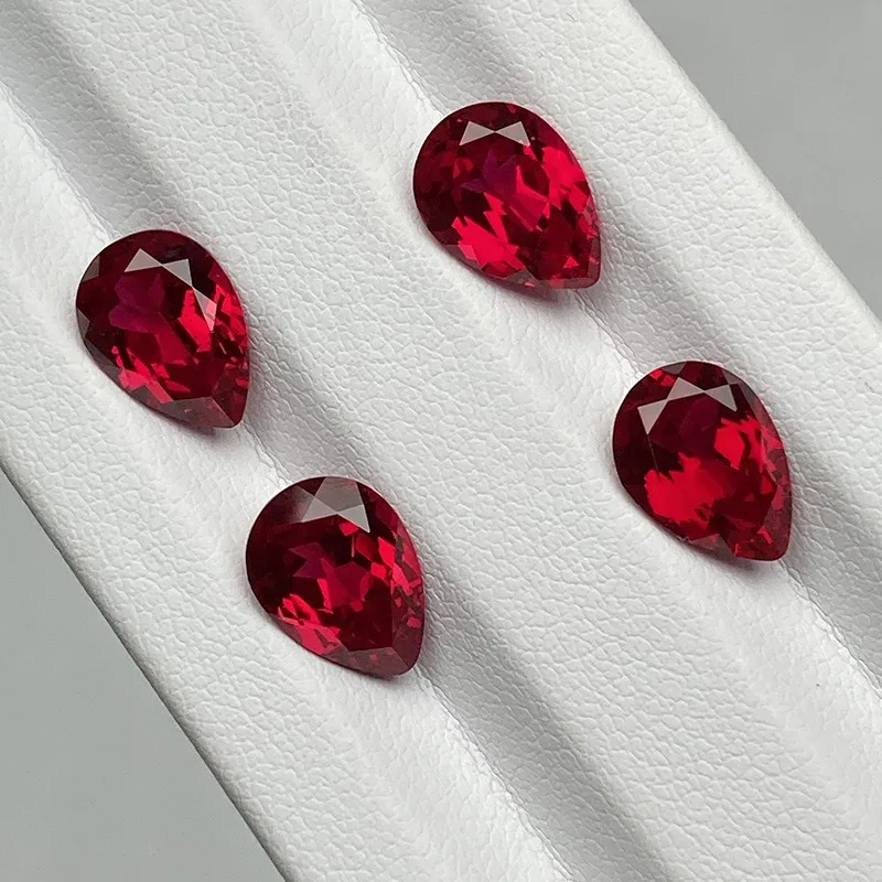 جميلة روبي الكمثرى الأوجه قطع موه صلابة جوهرة حمامة الدم روبي الأحجار الكريمة DIY بها بنفسك صنع المجوهرات/جمع جوهرة الخرز