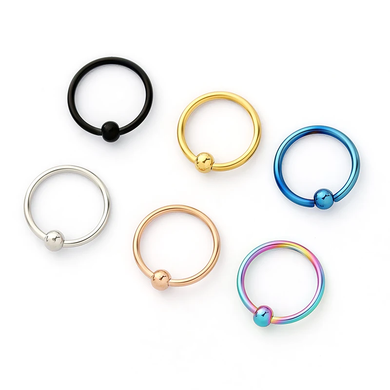 Anneau de nez en acier titane, nouveau type de boule serrée, anneau d'oreille ouvert, anneau universel en acier inoxydable, piercing de langue, lèvre, ongles, 2 pièces
