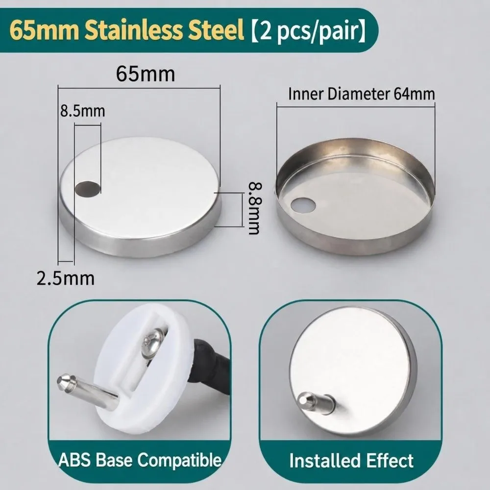 Replacement Toilet Bolt Caps 55/60/65mm Moisture Resistance Toilet Hinge Cover Stainless Steel PVC Toilet Bolt Cover