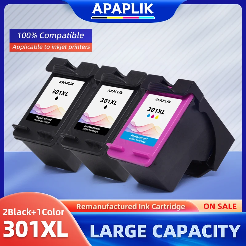 APAPLIK Ink Cartridge 301XL For HP 301 XL Remanufactured Replacement Deskjet 1000 1010 1011 1012 1050 1051 1055 1056 1050a