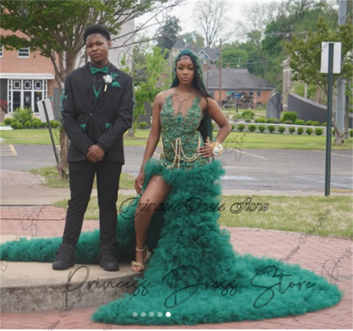 

Luxury Tulle Beading Mermaid Prom Dress 2025 Side Slit Rhinestone Wedding Party Dress Train 3D Tassels Formal Gown Customized