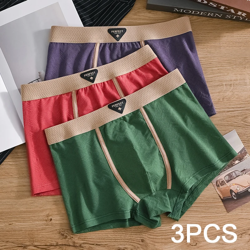 3Pcs Fashion Cotton Man Boxer Men's Panties Set Sexy Men Unerderwear Boxers Underpants Underwear Boxer Male Briefs Shorts Square