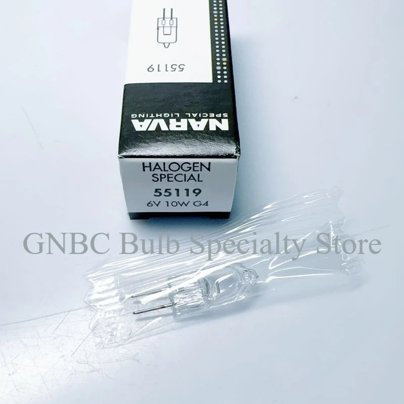 NARVA 55119 HLL 6V 10W G4 Halogen Bulb, Germany Made, Precision Optical Instrument & Testing Lamp