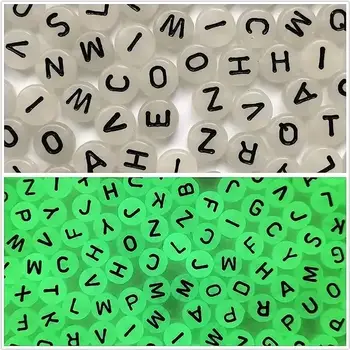 100-500顆夜光AZ字母珠橢圓形壓克力隔珠,適用於珠寶製作DIY吊墜手鍊項鍊配件 10 最佳銷售 發光珠子 - №2