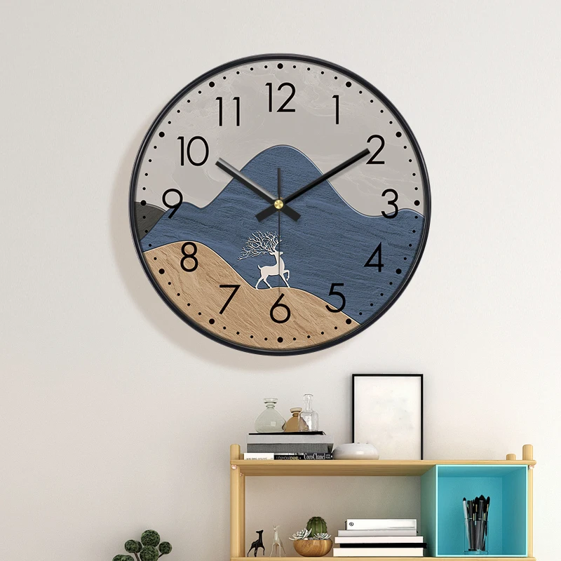 

Modern Abstract Wall Clock Minimalist Golden Deer Silent Non-ticking Clock Large Numeral For Living Room Bedroom Home Decor