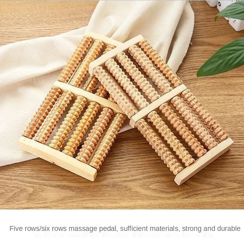 5 6 Row Wooden Foot Roller Massager Reflexology Relax Relief Foot Massage Wheel Anti Cellulite Foot Massager Care Tool