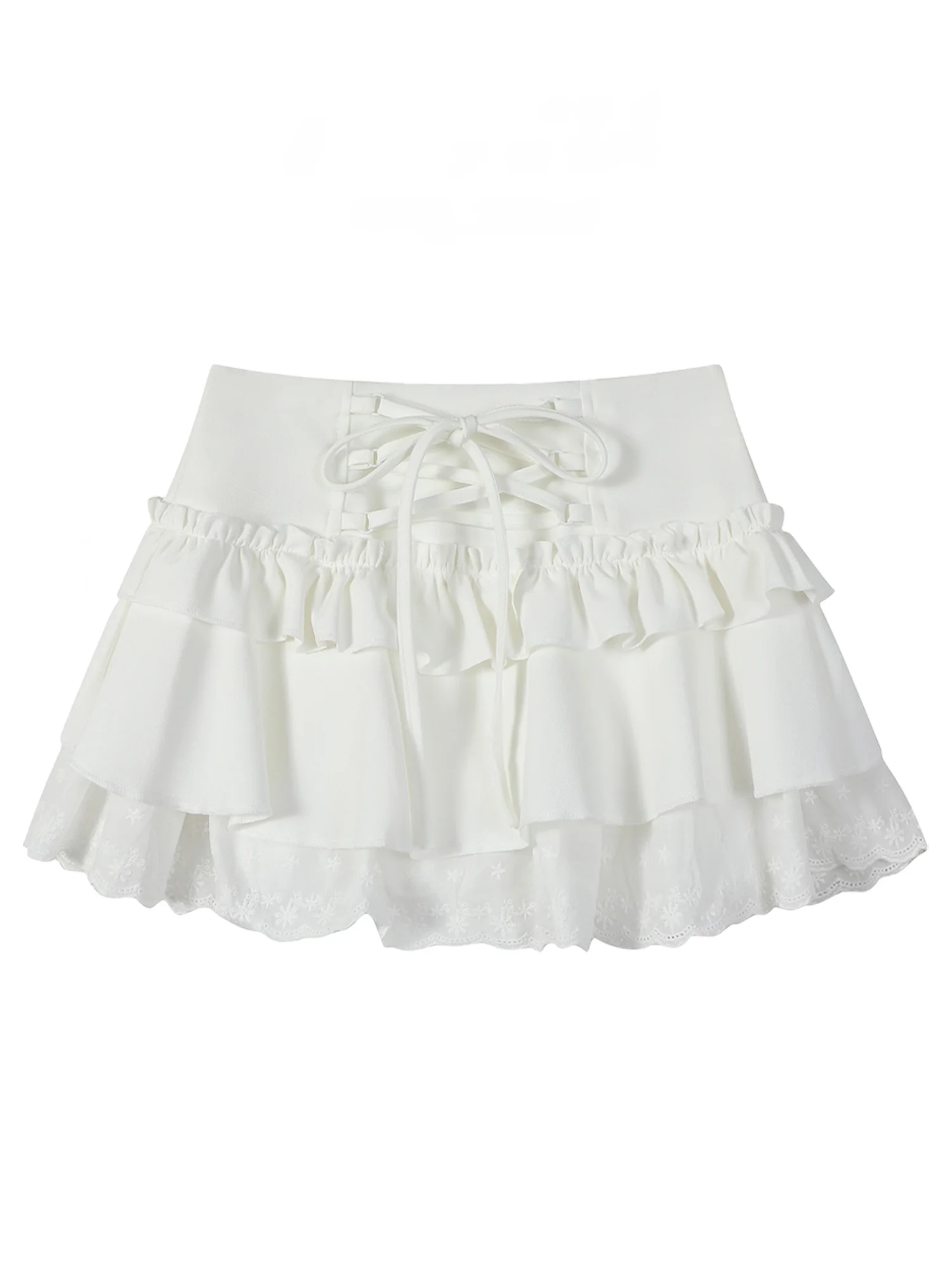 

Niny JIA Юбка-трапеция трапециевидной формы с высокой талией и кружевной отделкой, пышная юбка-торт для женщин, чистый цвет