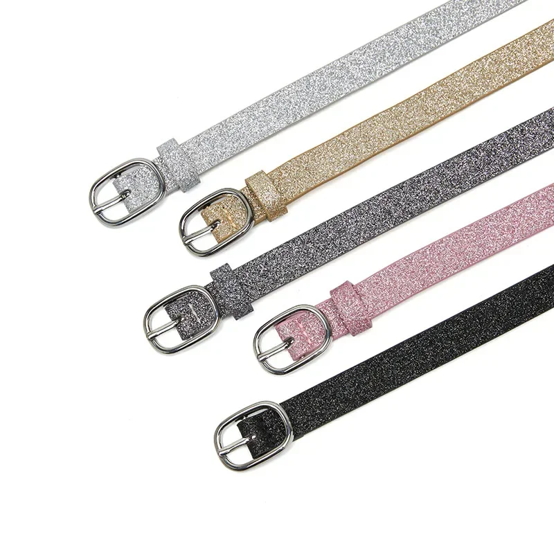 New Ladies Buling Shiny Silver Buckle Belt Casual Decoration Student Denim Solid Color Designer Belts for Women