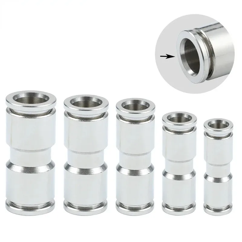 1/5/10pcs Metal Pneumatic Connection Air Tube Nickel Plated Brass Fitting Fittings Hose Connector PU 4mm 6mm 8mm 10mm 12mm Set