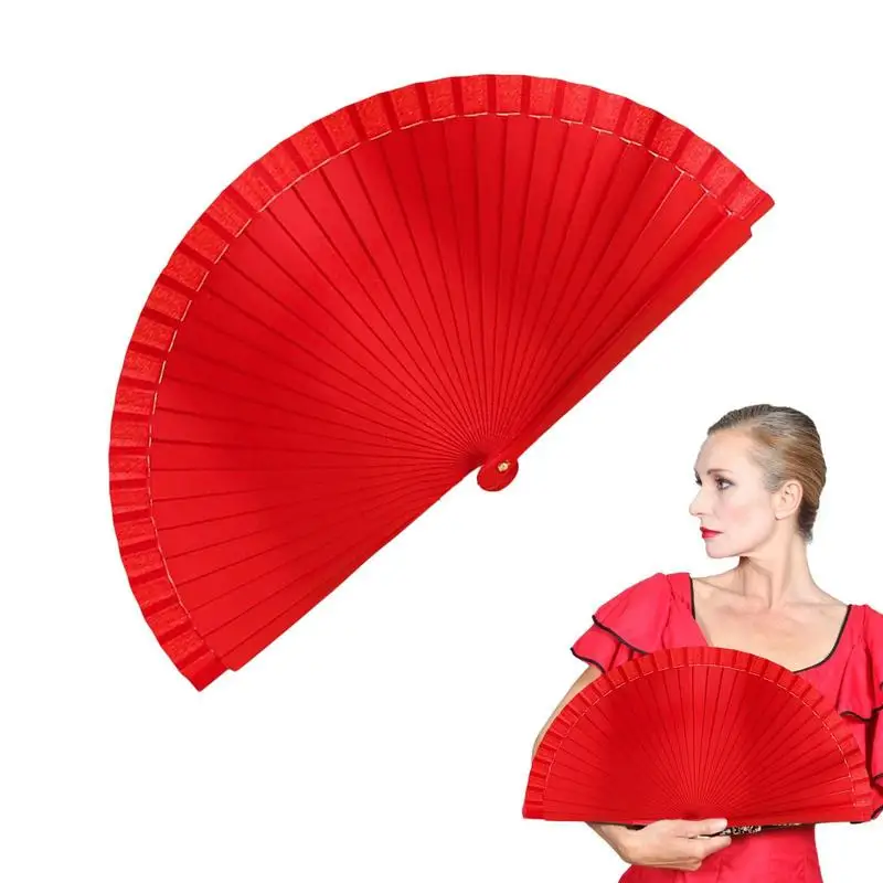 1pcs Hand Fan Held Portable Spanish Dances Fabric Folding Party Wedding Gift Decoration Ornaments Dance Hand Fan