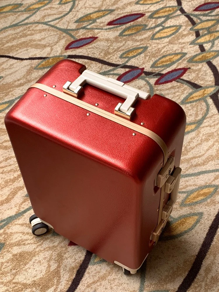 Vintage Suitcase Aluminum Frame Combination Lock Trolley Case Carrier-26 Inch PC Travel Luggage on Wheels 20/22/24 Inch