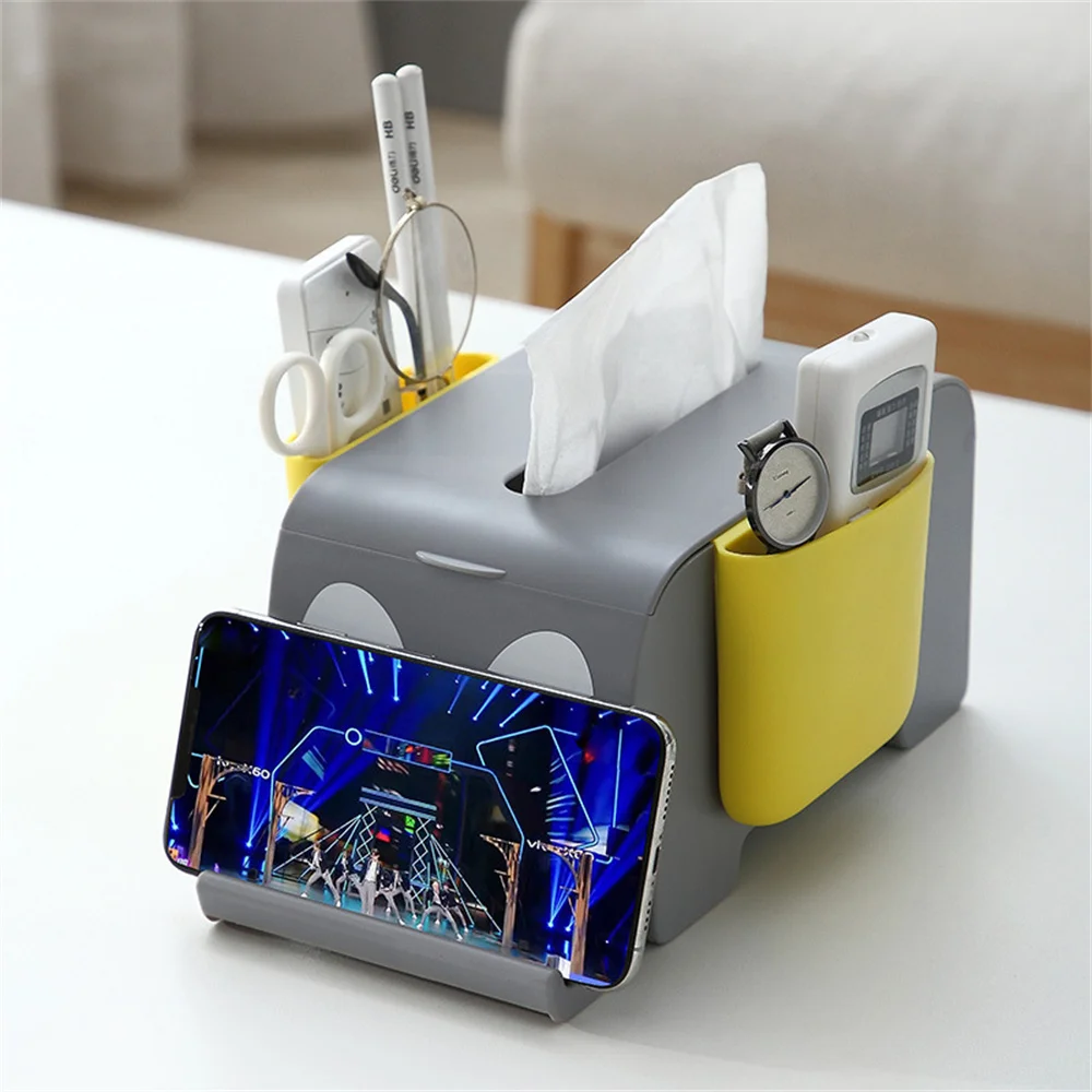 

Plastic Phone Holder Multifunctional Remote Control And Tissue Organizer Elephant Shape Pvc+hips Phone Holder Napkin Storage