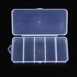 Portable Transparent Plastic Storage Jewelry Box Compartment Container Rectangle Five Grid Box For Beads Earring Accessories