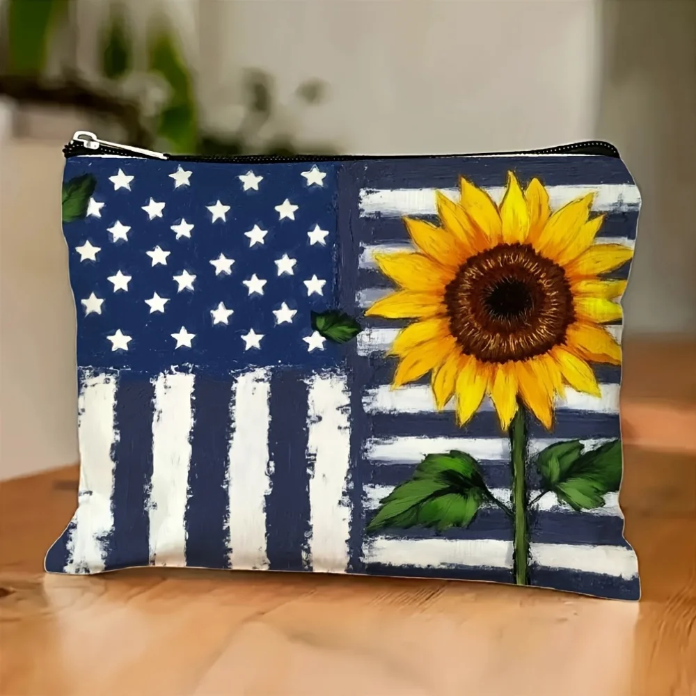 

A American Flag Printed Makeup Bag- Multifunctional Zipper Pouch, Jewelry Storage Bag, Perfect Travel Zipper Small Storage Bag.