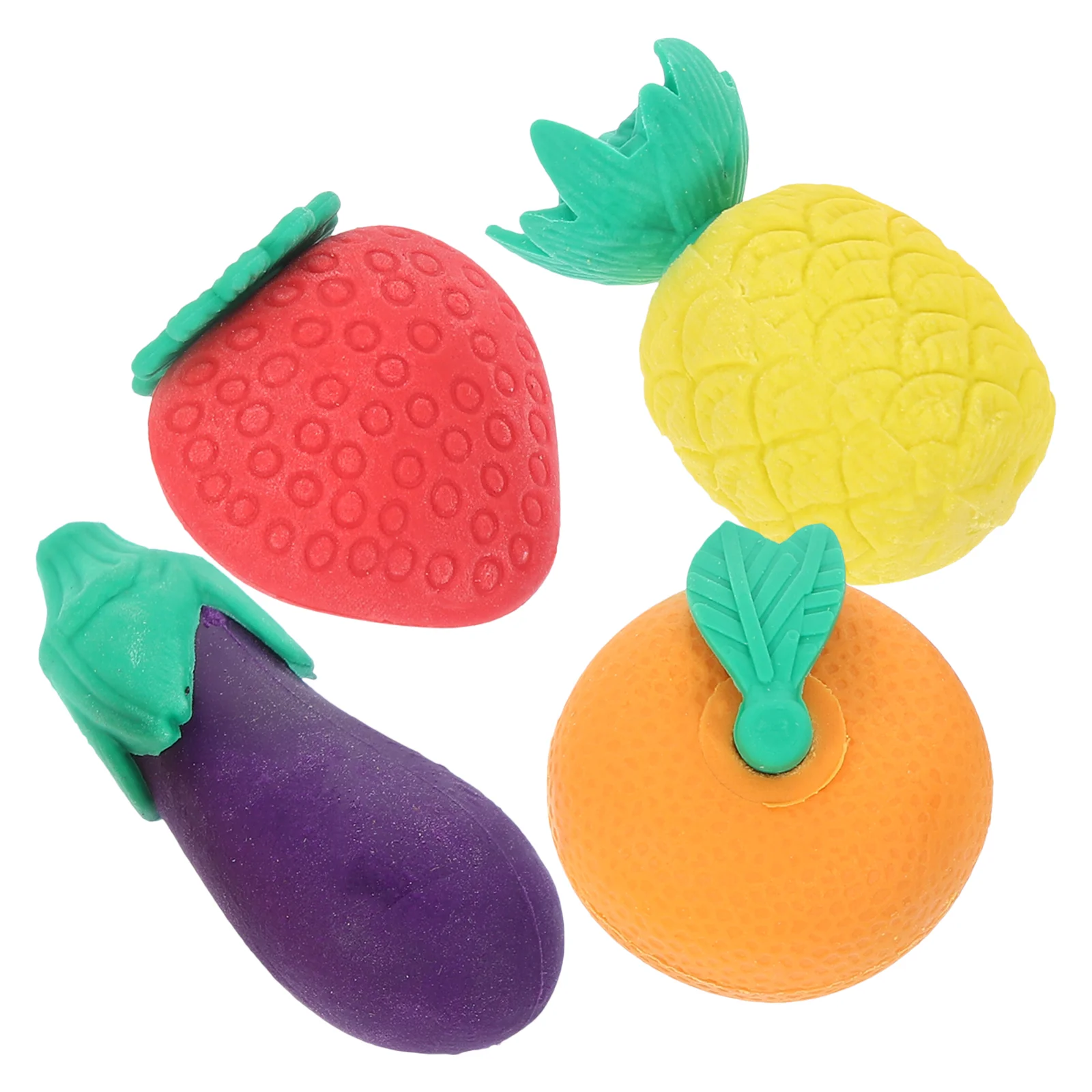 4 Pcs Erasers Rubber Student Stationery Kids Small Fruits and Vegetables Food for Students Studying Toddler