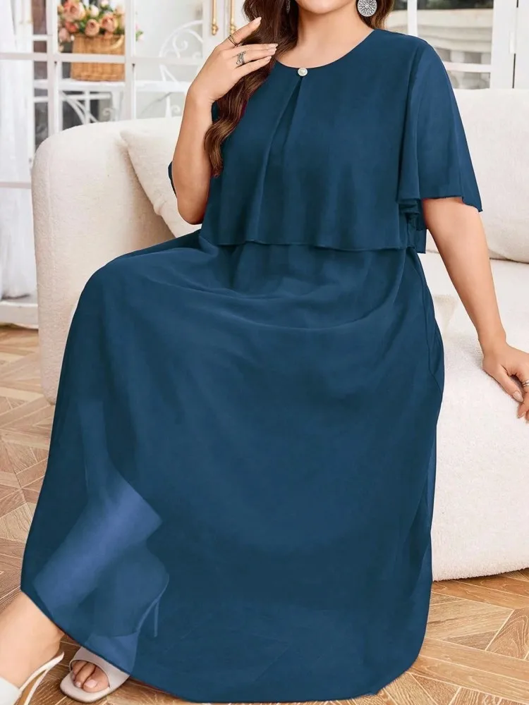 ชุดเดรสไซส์ใหญ่ XL-5XL สำหรับผู้หญิง สไตล์ลำลอง สตรีทแฟชั่น ฤดูใบไม้ผลิ ฤดูร้อน ปี 2026 ไซส์ 3XL 4XL ชุดเดรสยาวปานกลาง ไซส์ใหญ่พิเศษ