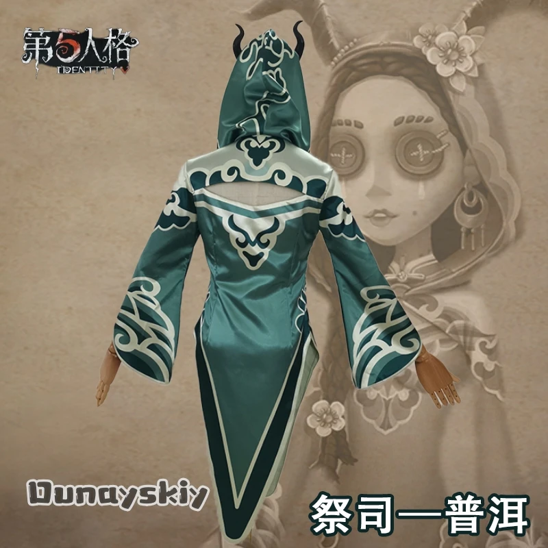Anime Game Identity Ⅴ Fiona Gilman Priestess Cosplay Costume Green Sexy Chinese QIPAO Fiona Gilman Wig Accessories Uniform Set view 2