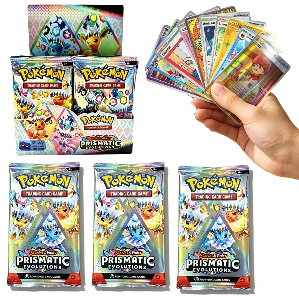 En stock 360 pièces Boîte Pokémon TCG Anglais Eevee Prismatic Evolutions Rivals Black Bolt cartes rares pour les fans à collectionner et à échanger en bataille