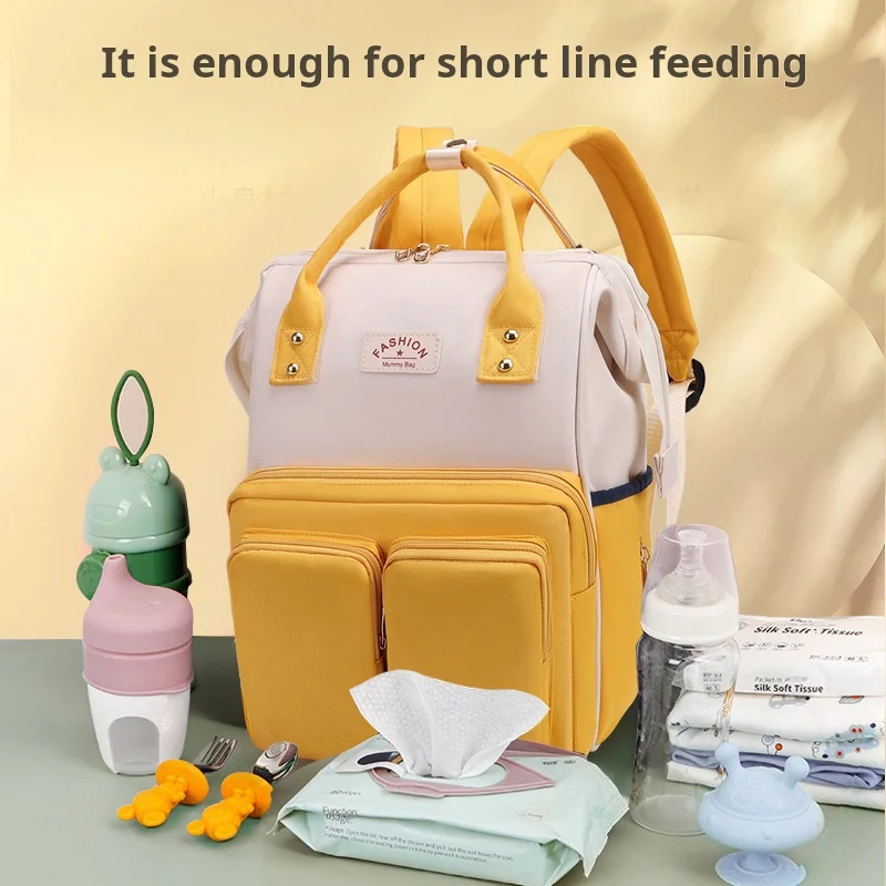 

arrival mommy bag multifunctional bottle insulation layer backpack portable contrast color anti-theft maternal and infant bag