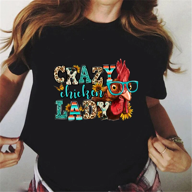 razy chicken lady Print Women T Shirt Short Sleeve O Neck Loose Women Tshirt Ladies Tee Shirt Tops Clothes Camisetas Mujer