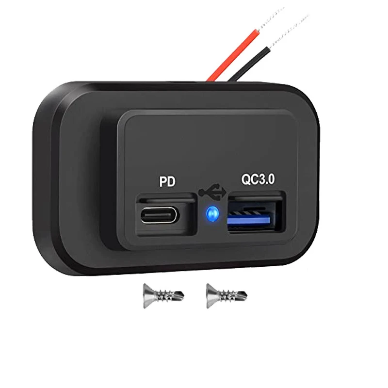 차량용 USB 충전 소켓, 모터홈 USB 패널 모바일 충전기, RV 버스 투어링 카 보트용 QC3.0 + PD3.0 고속 충전, 12V, 24V