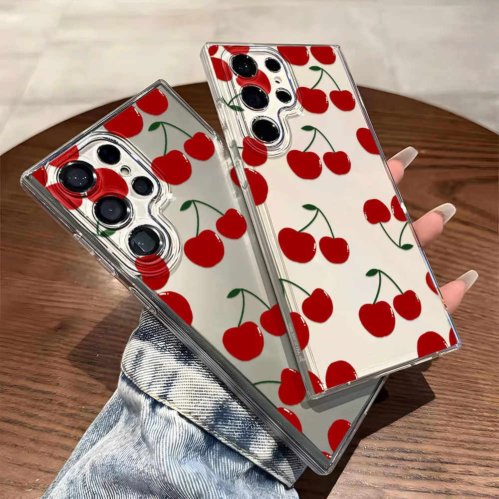 Custodia per telefono dipinta in ciliegio per Samsung Galaxy A56 5G A36 A26 A55 A16 A15 A34 A35 A33 A53 A06 A05s A05 A54 A25 A14 A13 Cover morbida