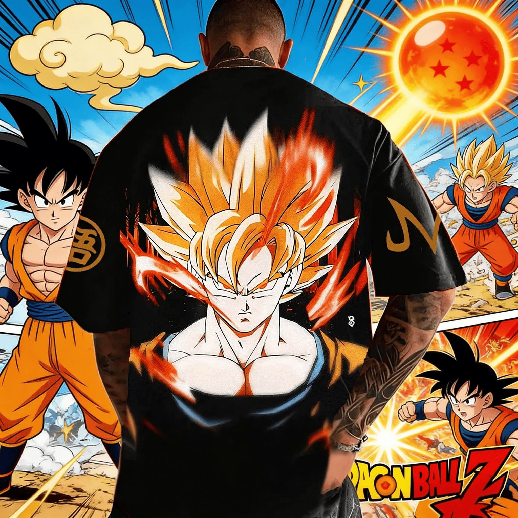 

Футболка 2026 Dragon Ball Flame Super Saiyan Goku, хлопковая, мужская, оверсайз, с аниме-принтом, с коротким рукавом, унисекс, повседневная, уличный стиль