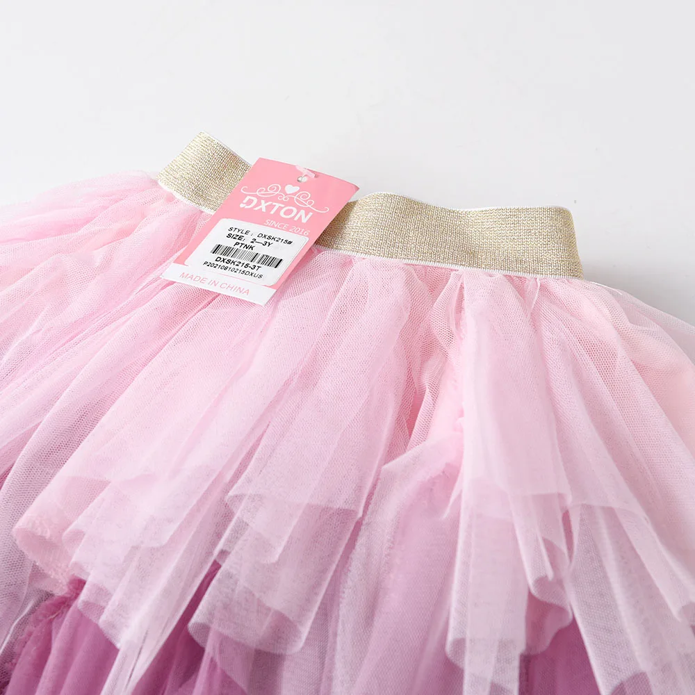 DXTON Tutu Skirts for Girls Mesh Ballet Miniskirts Kids Layered Princess Cake Ball Gown Dance Prom Party Skirt Children Clothes