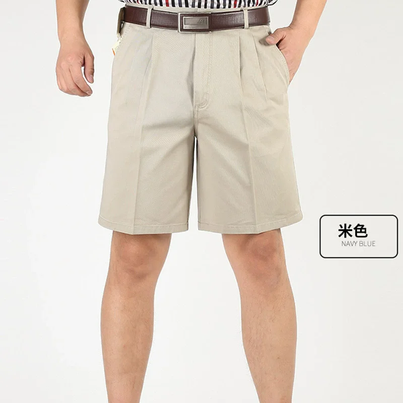 

Men's 100% Cotton Double-Bleached Casual Shorts Summer Knee-Length Loose Straight Work Short Pants Sizes 42 44 46