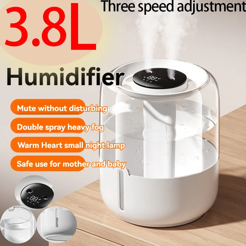 3.8L Dual-Mist Display Smart Humidifier, High Efficiency, Quiet Operation, Smart Light Sensor, Home Essential, Healthy