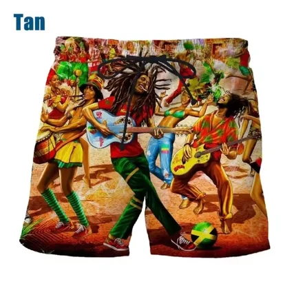 New Rock Singer Bob Marley Reggae Graphic Print 3D Beach Board Shorts for Men Sports Gym Swim Trunks Fashion Outdoor Short Pants