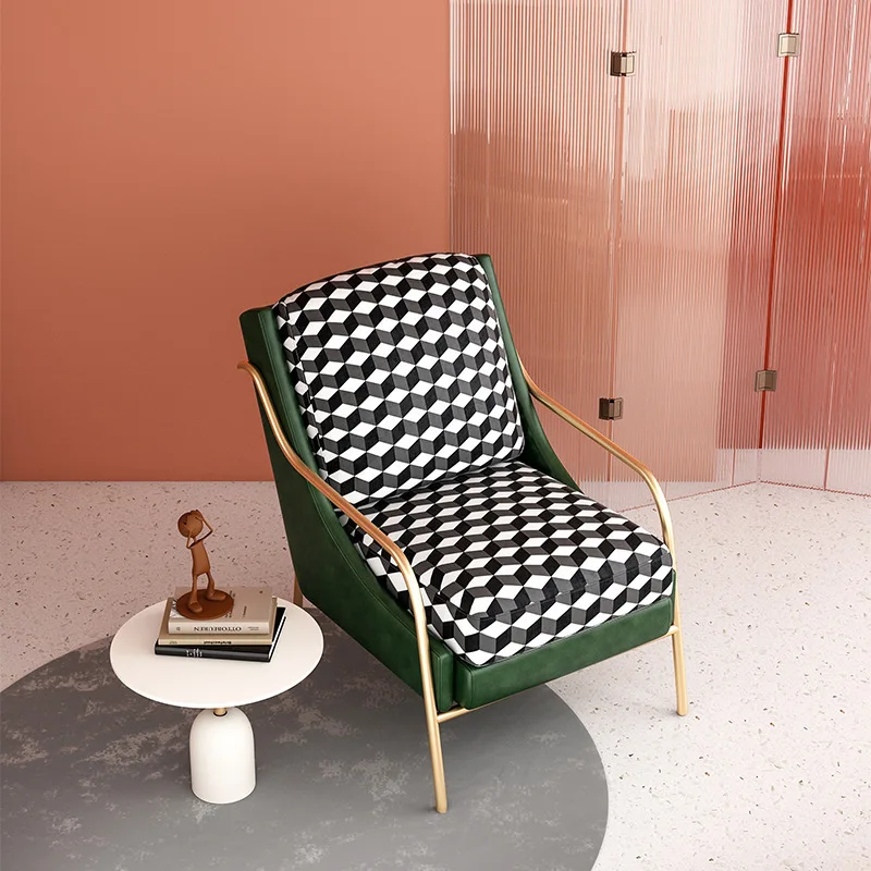 Nordic Single Person Sofa Modern Leisure Chair Living Room Light Luxury Lazy Tiger Simple Lattice Creative Home image 3