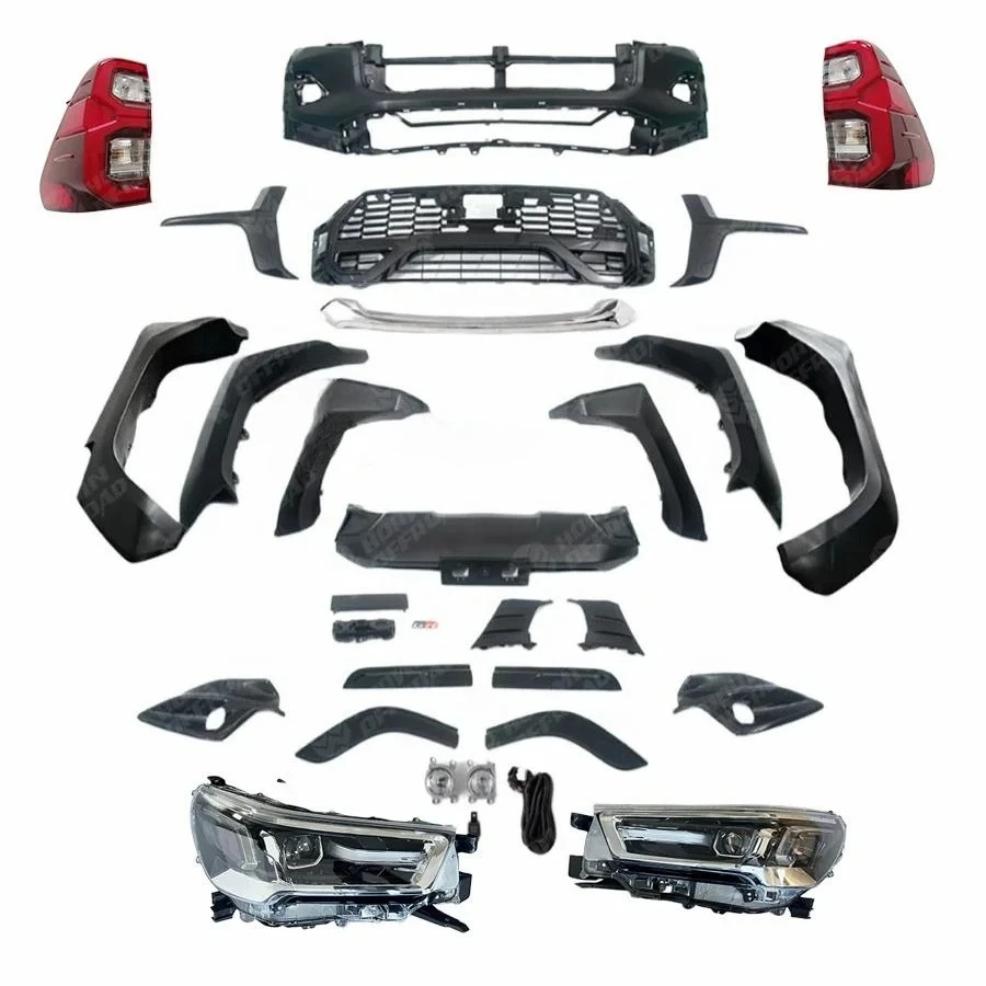 4x4 Upgrade Body Kit for Hilux 2015-2020 to 2023 Sport Type Front Rear Lights Fender Flares Bumper Grille