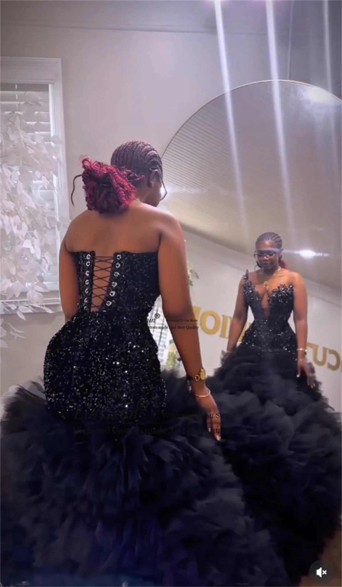 Strass De luxe diamant sirène robes De bal personnalisé Robe De soirée d'anniversaire Sexy enlever volants Train Robe De soirée