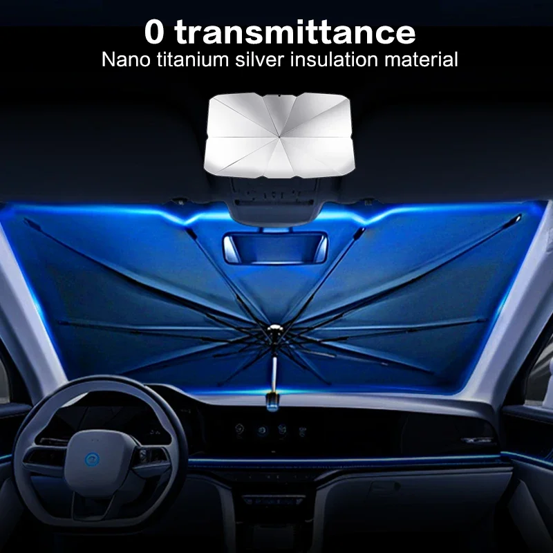 

Car Sunshade Umbrella-style Front Glass Silver Glue Sunscreen Heat Insulation Cloth Uv Resistant Folding Umbrella Tools Amagi