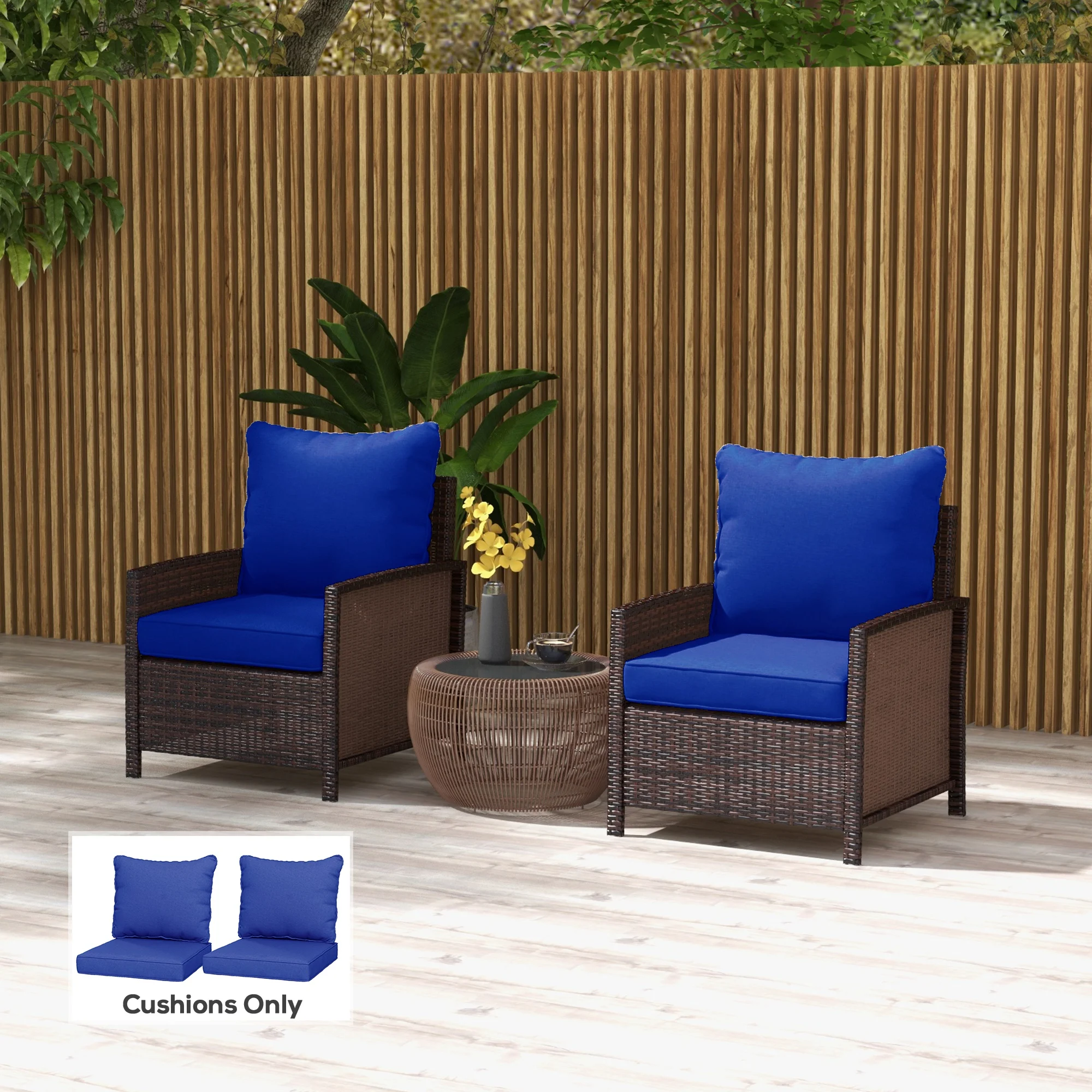 Blue Indoor Outdoor Chair Cushions with Backrest