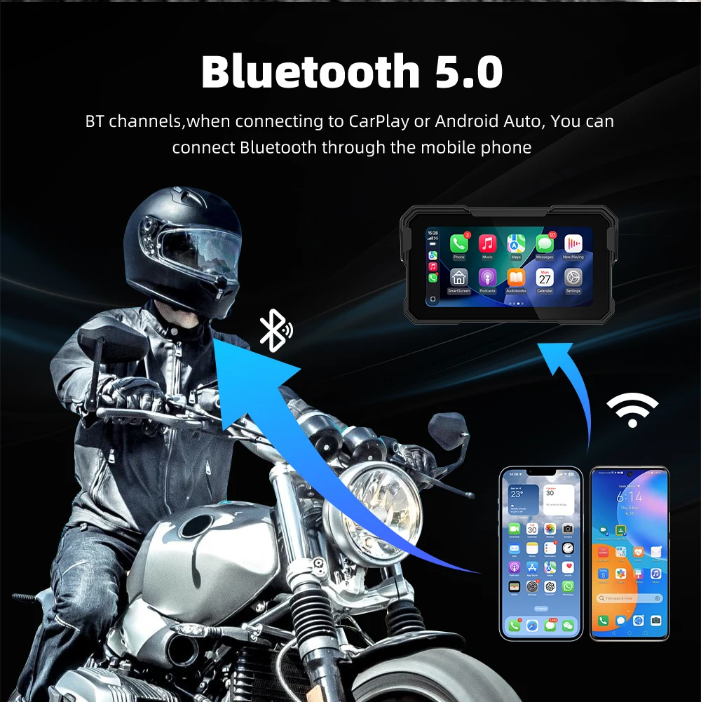 EKIY 6,25 Zoll Kabelloses CarPlay Moto Android Auto Tragbares Digitales Motorrad-Dashboard GPS-Navigation Abnehmbarer Bildschirm – Detail 8