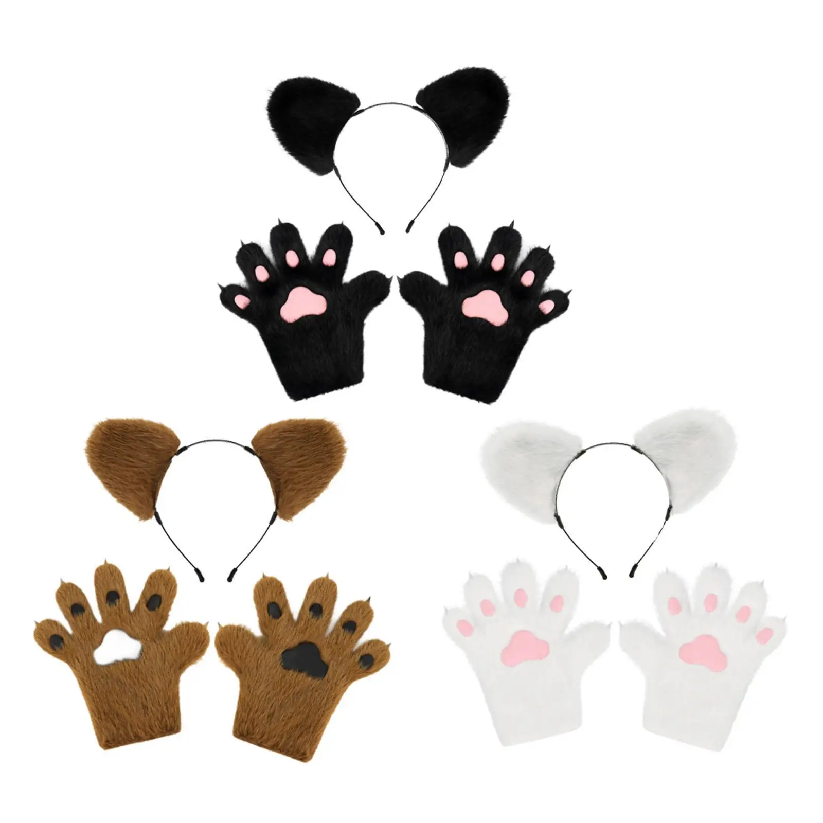 

Bear Ears Headband and Gloves Cartoon Halloween Cosplay for Animal Themed Party