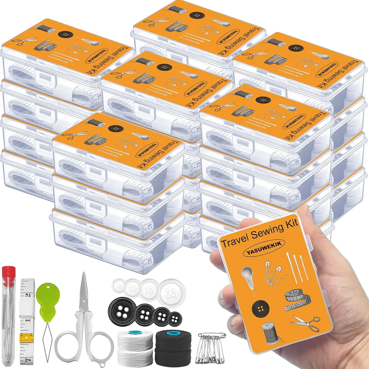 

12 Pack Mini Travel Sewing Kits Bulk Small Emergency Outdoor Survival Military with Case for Wedding Christmas Shoebox Gift