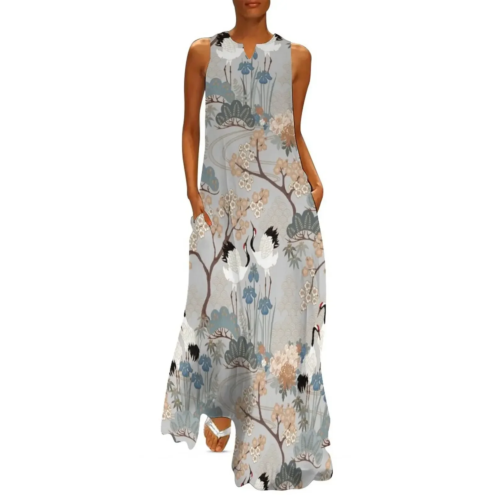 

Japanese Garden Gray Long Dress cute dress Women's summer dresses elegant party dress for women 2025