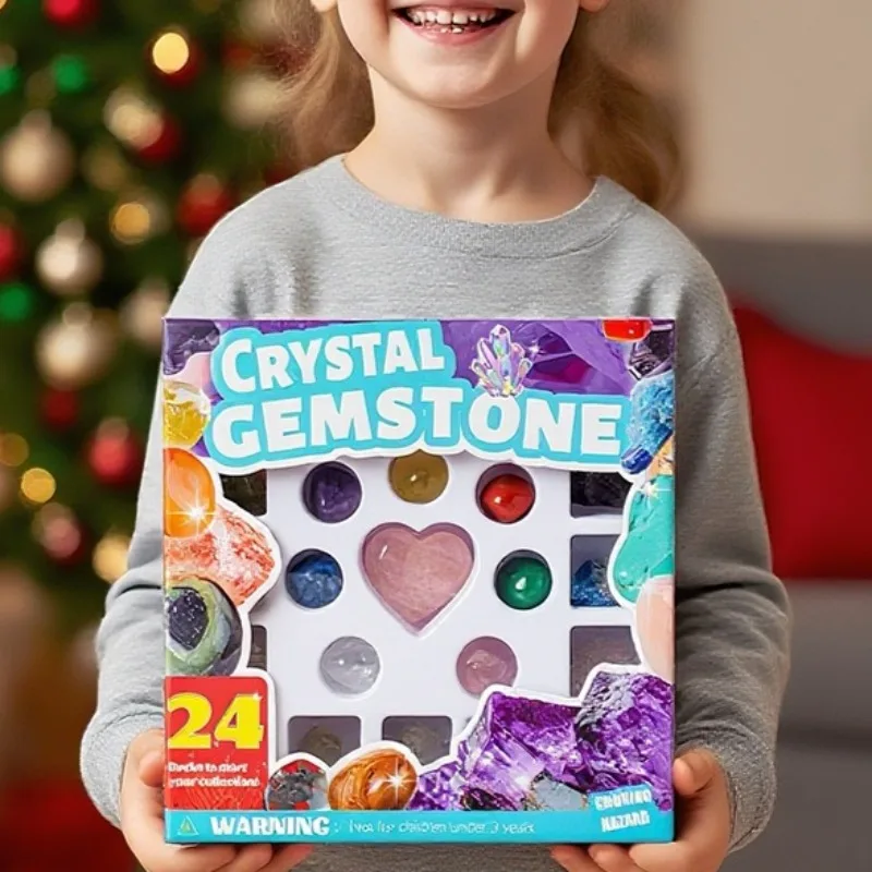 24 شبكة عينة معدنية من الكريستال الطبيعي تقويم القدوم صندوق مفاجأة عيد الميلاد للأطفال مجموعة هدايا الحفلات الممتعة #2