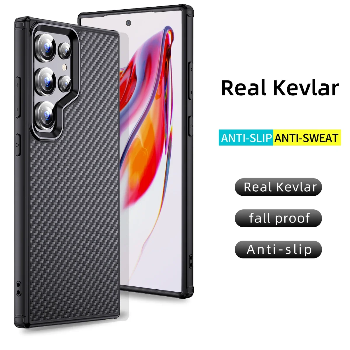

For Samsung Galaxy S24 S23 Ultra S24+ S23+ Plus Real Kevlar Aramid Fiber Case Magnetic Shockproof Back Cover MagSafe Compatible