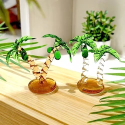 Murano Glass Palm Tree Figurine Hawaiian Style Simulation Small Coconut Tree Sculpture Ornaments Home Tabletop Living Room Decor