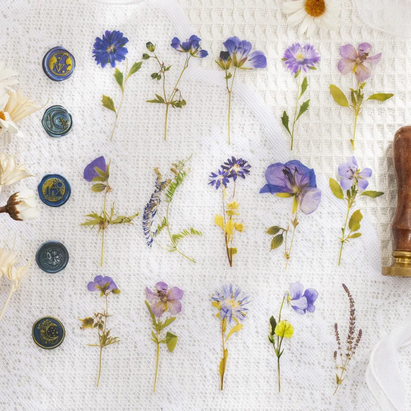 40 pcs/pack Vintage Dried flower Leaf specimen Stickers aesthetic Creativity Decor Junk Journal Scrapbooking Material Supplies