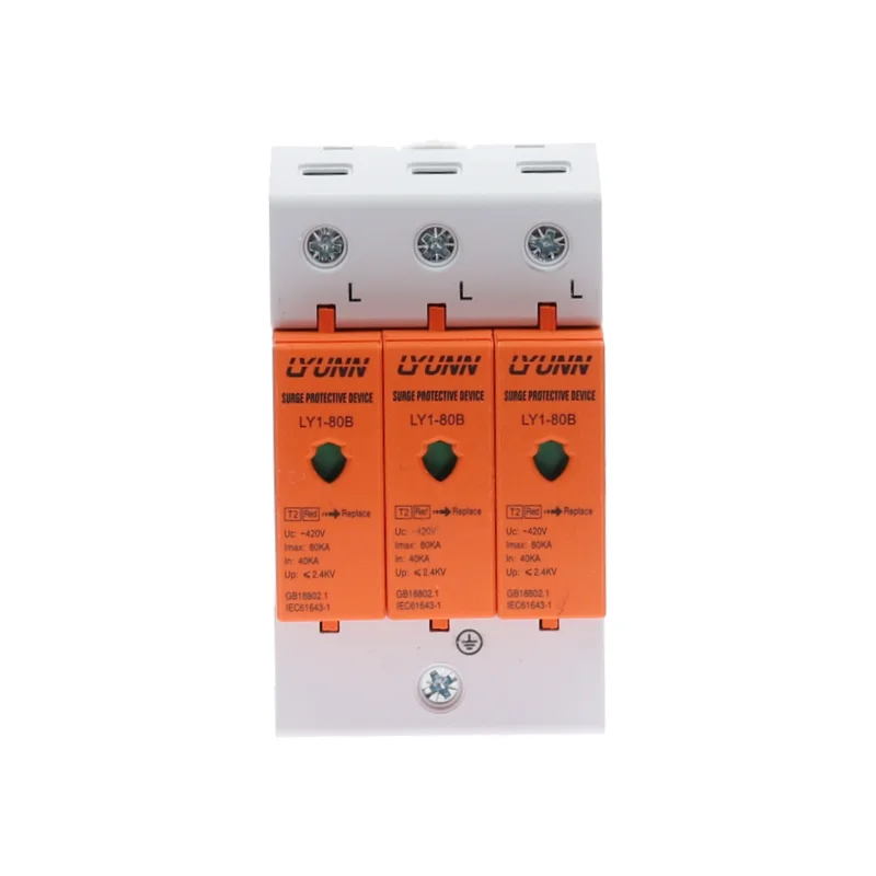 AC SPD 3P 40KA~80KA 420V House Surge Protector Protection Protective Low-voltage Arrester Device