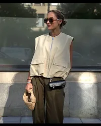 YENKYE New Women Gathered Hem Oversize Vest Round Neck Female Autumn Winter Female Chic Crop Waistcoat