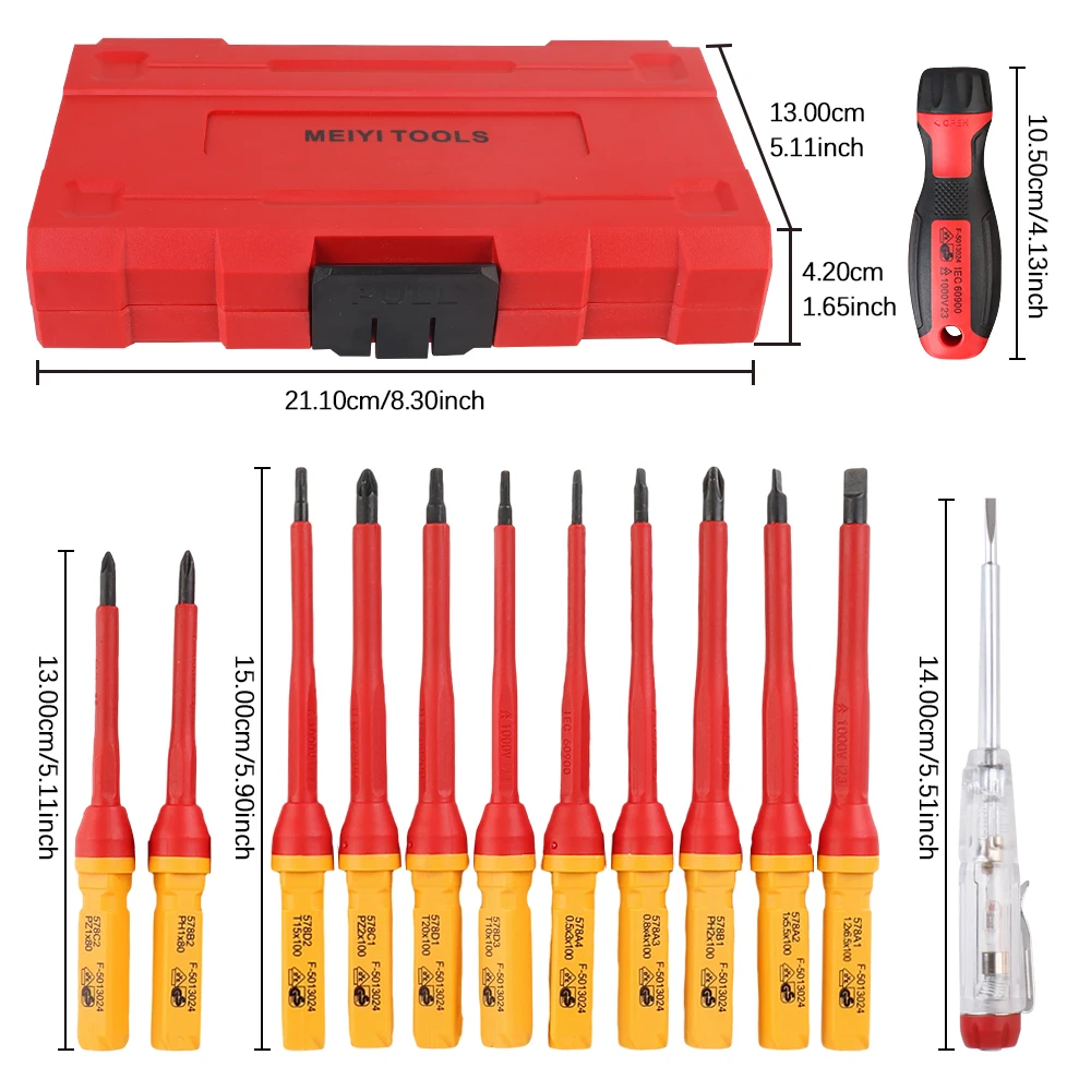 Household Circuit Tool Cross Plate Screwdriver Isolated Current 12PCS Electronic Insulated Screwdriver kits with Box