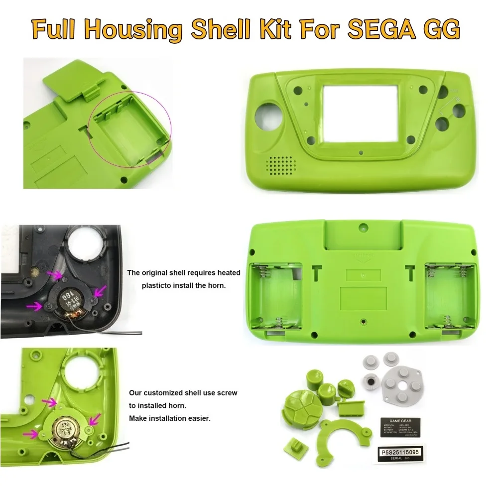 

Replacement Housing Shell Complete ABS Shell Case Kit With Buttons&Glass Lens For Sega Game Gear For Sega GG